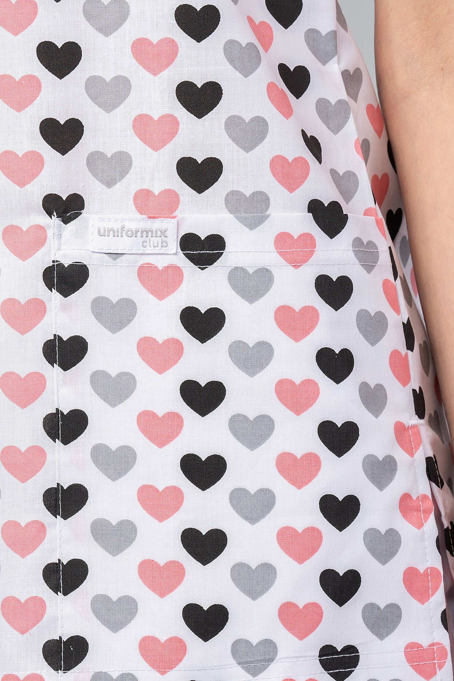 Women's medical shirt Halena CM1001P hearts 12mm gray pink