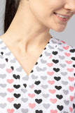 Women's medical shirt Halena CM1001P hearts 12mm gray pink