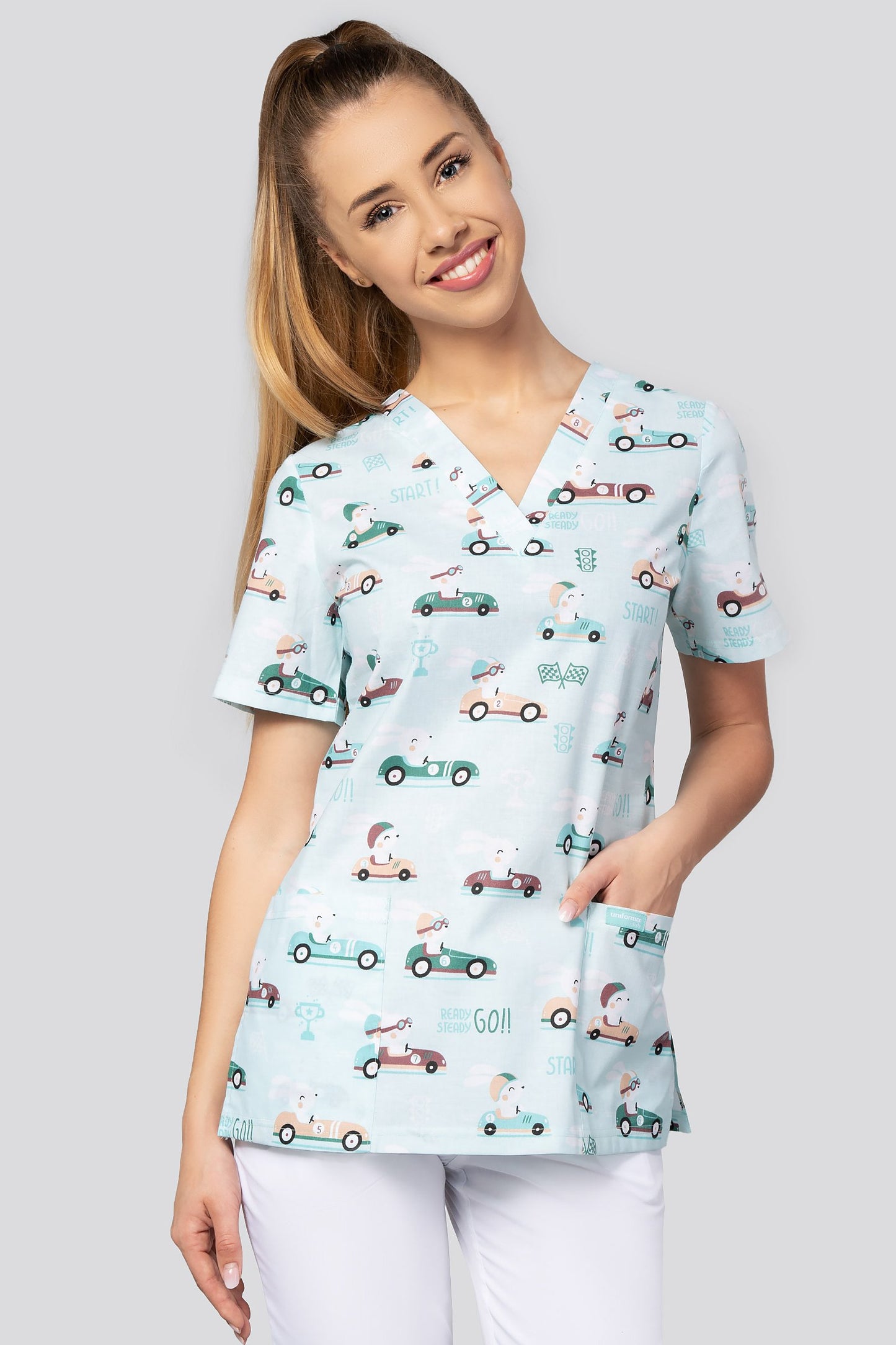 Women's medical shirt Halena CM1001P racing rabbits mint color