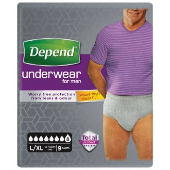 Depend Super Underwear Men's L / XL stretch panties 9 pcs - mydrxm.com