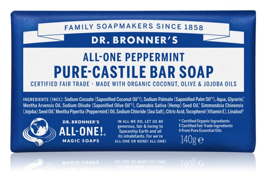 Dr. Bronner’s Peppermint Pure Castile Bar Soap 140 g