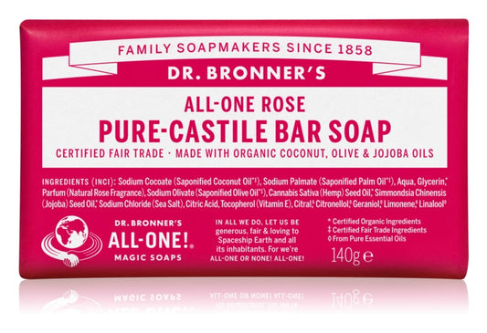 Dr. Bronner’s Rose Pure Castile Bar Soap 140 g