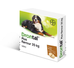 Drontal Plus Dog Flavor 35kg de-worming tablets 2 pcs - mydrxm.com