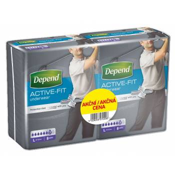 Depend Active-Fit for men size L incontinence briefs duopack 2 x 8 pcs - mydrxm.com