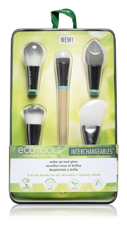 EcoTools Interchangeables™ Wake Up & Glow multifunctional brush with 5 heads