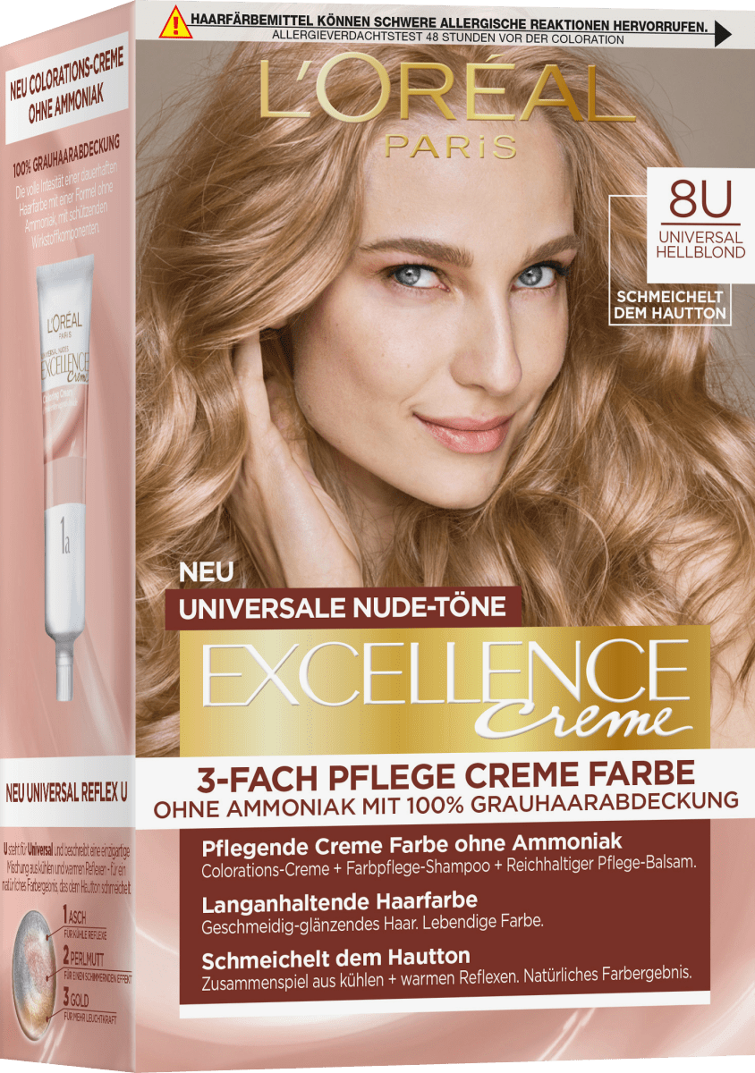 L'Oréal Paris Excellence Creme hair color Nudes Light blond 8U