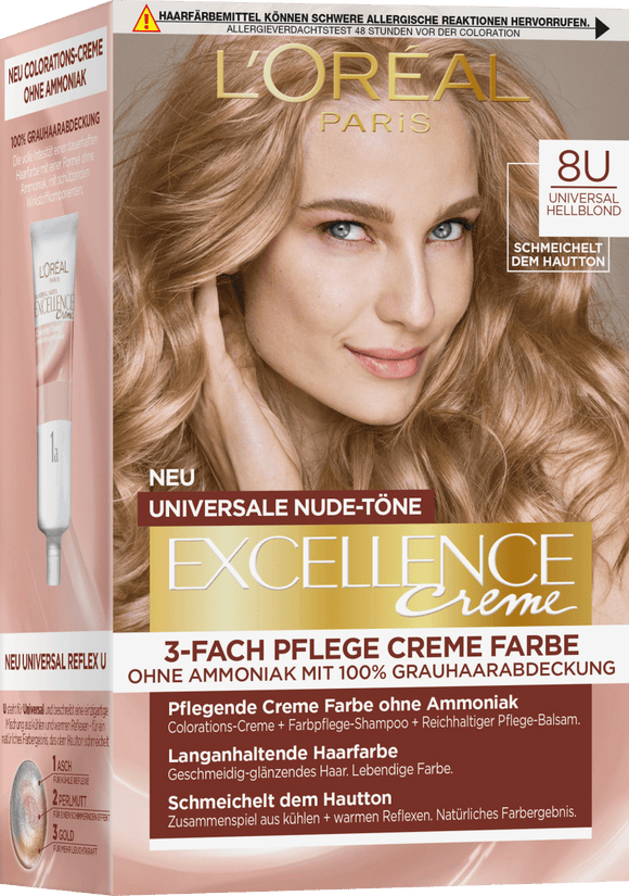 L'Oréal Paris Excellence Creme hair color Nudes Light blond 8U