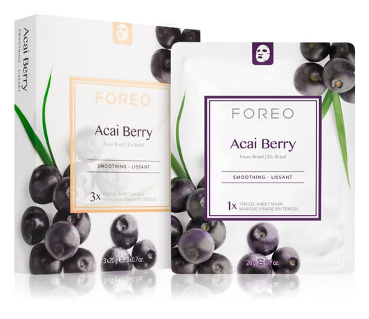 FOREO Farm to Face Sheet Mask Acai Berry Antioxidant Cloth Mask 3 x 20 ml