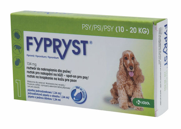 Fypryst spot-on fleas ticks treatment 10 up to 20 kg dogs 134 mg ampule 2 months - mydrxm.com