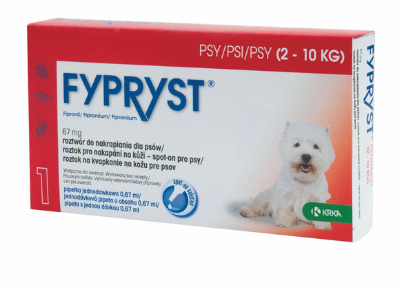 Fypryst spot-on fleas ticks treatment 2 up to 10 kg dogs 67mg ampule 2 months - mydrxm.com