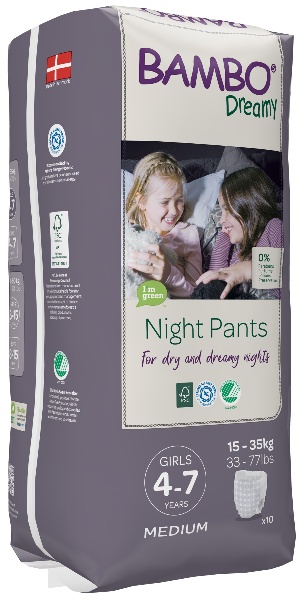 Bambo Dreamy Night Pants Girl 4-7 years 15-35 kg night diaper panties 10 pcs