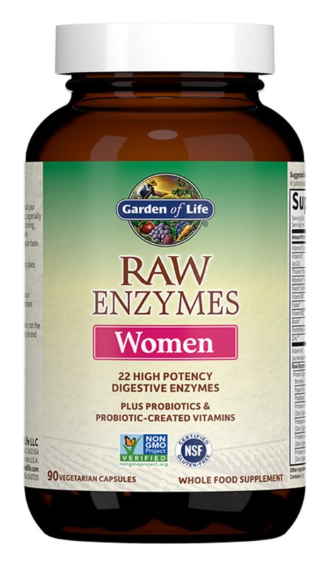 Garden of Life RAW Enzymes Women Digestive Health 90 Vegetarian Capsules