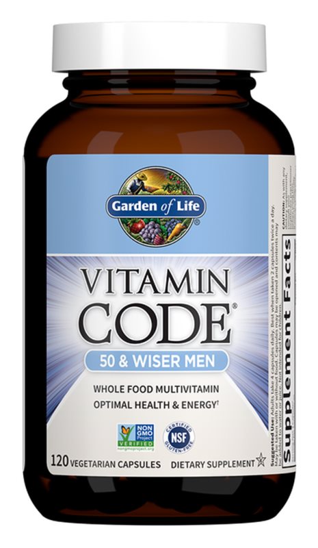 Garden of Life RAW Vitamin Code 50 & Wiser Men 120 vegetarian capsules