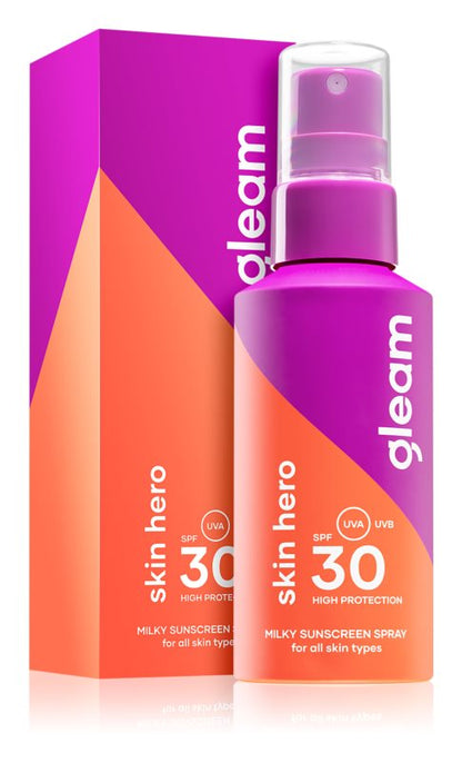 Gleam Skin hero Milky Sunscreen spray SPF 30