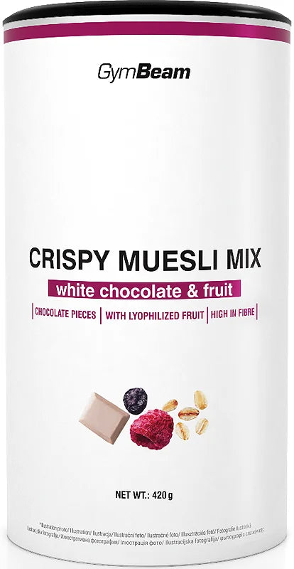 GymBeam Crispy Muesli Mix White Chocolate & Fruit 420 g