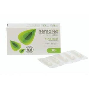 Hemorex Natural suppositories for hemorrhoids treatment 10 pcs - mydrxm.com