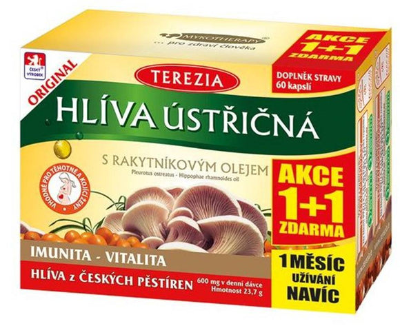 Terezia Oyster mushroom with sea buckthorn oil 50 + 10 capsules 1 + 1 FOR FREE - mydrxm.com