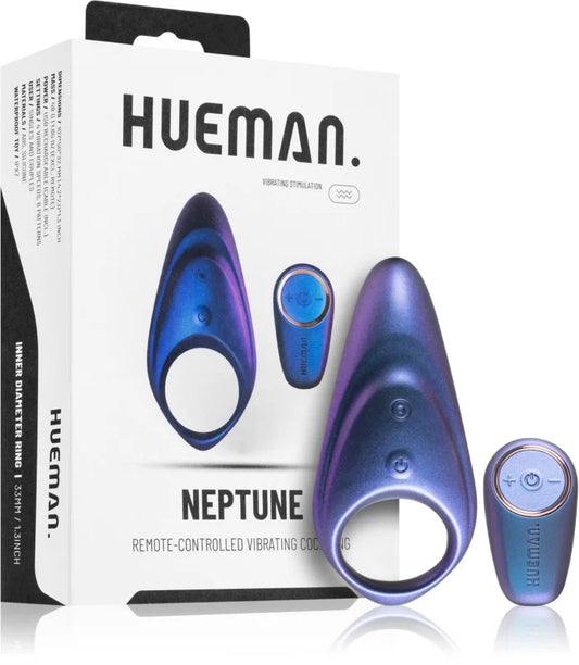 HUEMAN Neptune Vibrating Cock Ring + Remote 10.7 cm