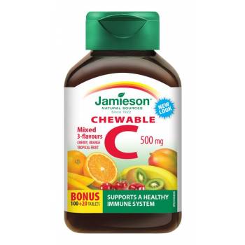 Jamieson Vitamin C 500 mg 3 fruit flavors 120 tablets - mydrxm.com