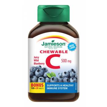 Jamieson Vitamin C 500 mg blueberry flavor 120 chewable tablets - mydrxm.com