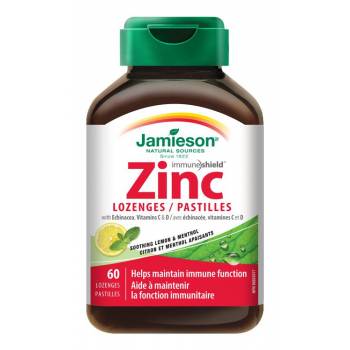 Jamieson Zinc with vitamins C and D3 with lemon and mint flavor 60 lozenges - mydrxm.com