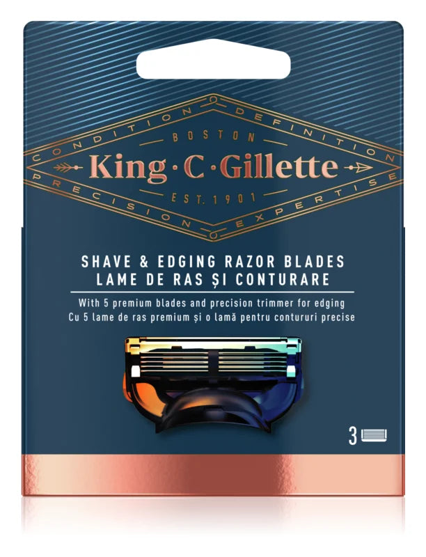 King C. Gillette Shave & Edging Razor heads 3 pcs