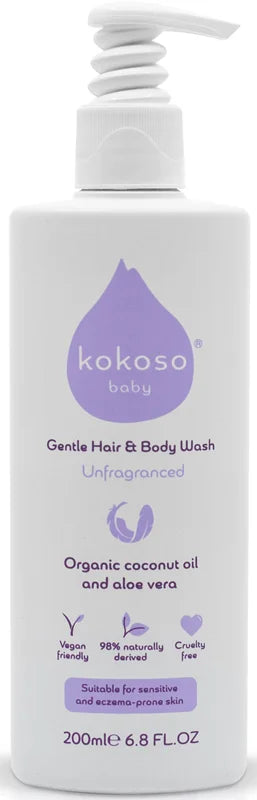 Kokoso Baby Gentle Hair & Body Wash Unfragranced 200 ml