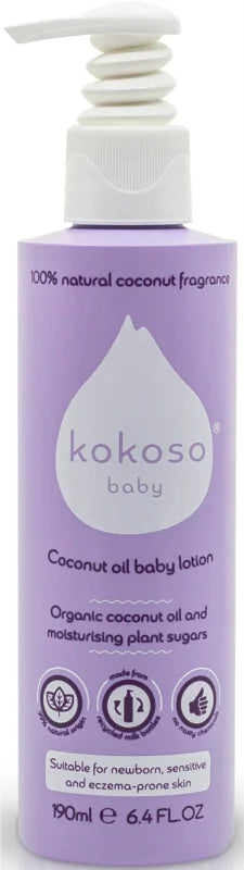 Kokoso Baby Coconut Oil Baby Lotion 100% Natural Coconut Fragrance 190 ml