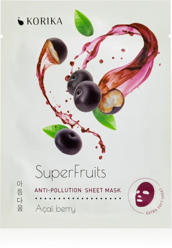 KORIKA SuperFruits Acai Berry - Set of 5 Anti-pollution Face Sheet Masks