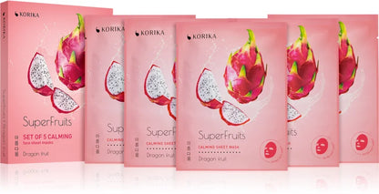KORIKA SuperFruits Dragon Fruit - Set of 5 Calming Face Sheet Masks