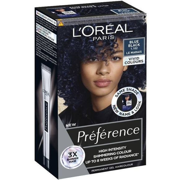 L'Oreal Paris Preference VIVID COLORS hair color 1.102 blue black