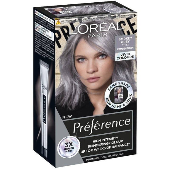L'Oreal Paris Preference VIVID COLORS hair color 9.112 smokey gray