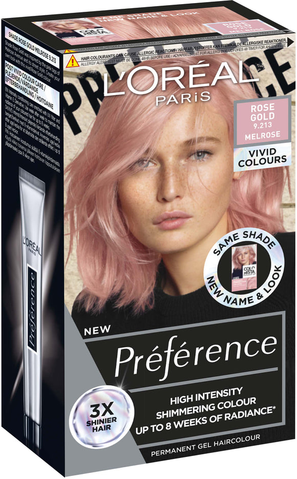 L'Oreal Paris Preference VIVID COLORS hair color 9.213 rose gold