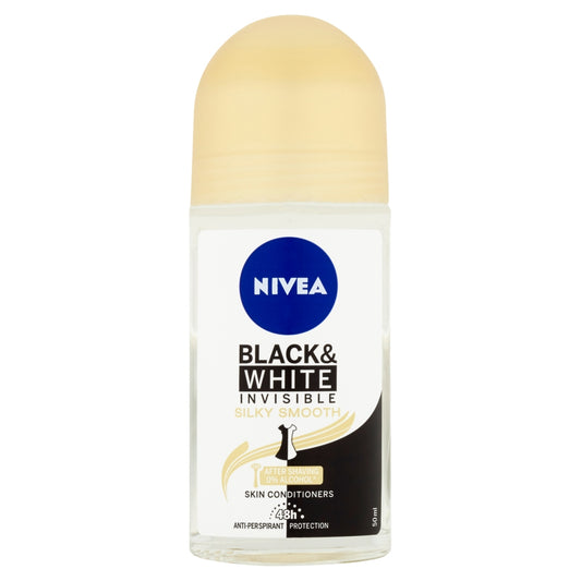 NIVEA antiperspirant roll-on Black & White Silky Smooth, 50 ml