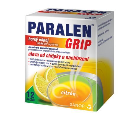 Paralen Grip Flu Hot lemon drink 12 bags