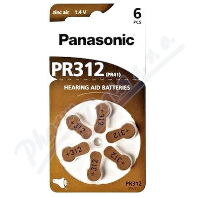 Panasonic PR312 (PR41) hearing aid batteries 6 pcs