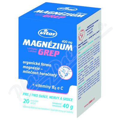 VITAR Magnesium 400mg + vitamin B6 + vitamin C grapefruit 20 bags x 2g
