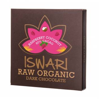 Iswari BIO RAW Chocolate raspberry coconut 60% cocoa 75 g - mydrxm.com