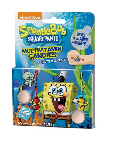 Vieste Multivitamin SpongeBob box 12x12 tablets + tattoo