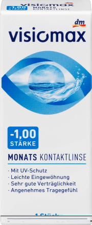 VISIOMAX monthly contact lenses, -1.00 DP, 1 pair