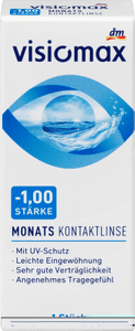 VISIOMAX monthly contact lenses, -1.00 DP, 1 pair
