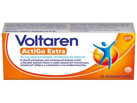 Voltaren ActiGo Extra 25 mg 20 tablets - mydrxm.com
