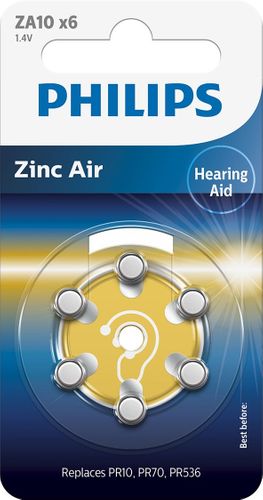 Philips ZA10B6A / 00 hearing aid battery 6 pcs