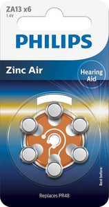 Philips ZA13B6A / 00 hearing aid battery 6 pcs